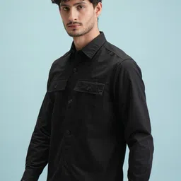 highlander Men Slim Fit Solid Cut Away Collar Casual Shirt image 4