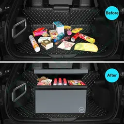double r bags 3-Compartment Foldable Car Trunk Organizer with Lid Cover Trunk Organizer image 5