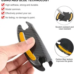 colorsole Yellow Car Door Bowl Protection 8PCS Reflective Carbon Fiber Stickers Car Reflector Light image 3