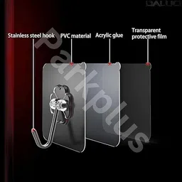 fds Self-Adhesive Wall Hooks | Transparent Drill Free Sticky Hangers | Hook 20 image 2