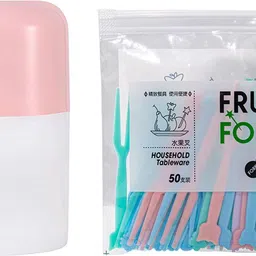 probero 100 PCS Mini Plastic Fruit Fork with Box Food Picks for Cake and Dessert Fruit Plastic Fruit Fork Set-picture-24