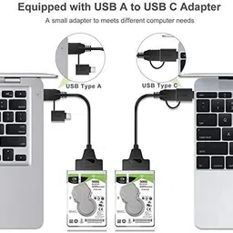RuhZa Type-C USB 2 in 1 Type C and USB SATA Sata to USB 3.0 Adapter UP to 6 Gbps Support 2.5 Inch External USB Cable image 5