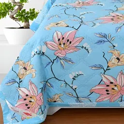 Signature Blue & Peach-Coloured 2 Pieces AC Room 350 GSM Single Bed Comforter image 2