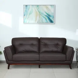 casacraft from pepperfry Arseni Half Leather 3 Seater Sofa In Brown Colour image 1