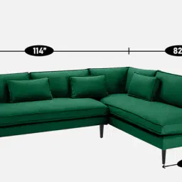 casacraft from pepperfry Mireya Fabric 6 Seater LHS Sectional Sofa In Dark Green Colour image 2