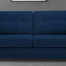 mintwud from pepperfry Tochi Fabric 3 Seater Sofa In Blue Colour image 5