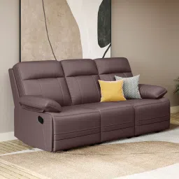 godrej interio Indus Leatherette 3 Seater Recliner In Burgandy Colour image 1