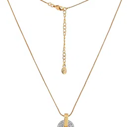 Estele Gold & Rhodium Plated Circle Shaped Pendant Set with Crystals image 3