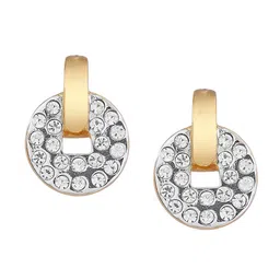 Estele Gold & Rhodium Plated Circle Shaped Pendant Set with Crystals image 4