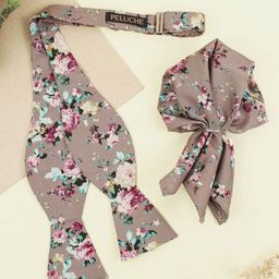 PELUCHE Men Printed Cotton Open Bow Tie & Pocket Square-picture-32