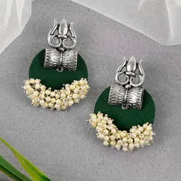 Crunchy Fashion Silver Plated Circular Stud Earrings-picture-27
