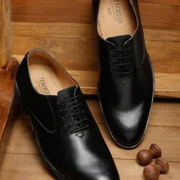 Teakwood Leathers Men Black Solid Leather Formal Oxfords-picture-24