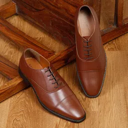 LOUIS STITCH Men Perforated Premium Leather Formal Derby Shoes-image-70