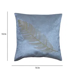 goddess decor Grey Floral Velvet 16 x 16 Inches Cushion Covers (Set of 2) image 3