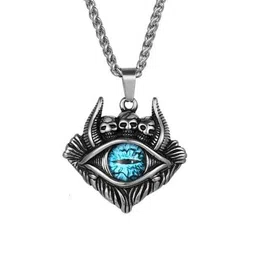 Krelin Men Silver-Plated Evil Eye Dragon Locket Pendant With Chain image 3