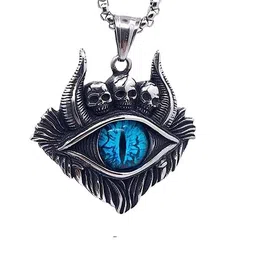 Krelin Men Silver-Plated Evil Eye Dragon Locket Pendant With Chain image 4