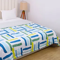 RD TREND White & Blue Mild Winter 210 GSM Striped Cotton Double King Bed Comforter-picture-35
