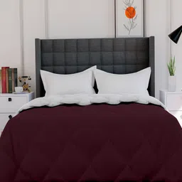 AVI White & Burgundy Solid Reversible Style Mild Winter 233 GSM Double Bed Comforter image 2