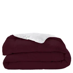 AVI White & Burgundy Solid Reversible Style Mild Winter 233 GSM Double Bed Comforter image 3