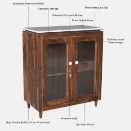 woodsworth from pepperfry Amalfi Sheesham Wood Bar Cabinet In Provincial Teak Finish image 3