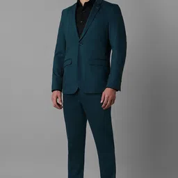 louis philippe Men Men Green Super Slim Fit Solid Formal Two Piece Suit Solid Suit image 4