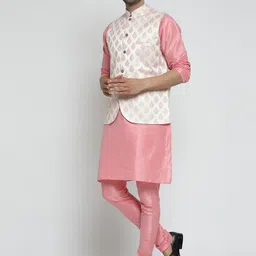 ts lifestyle Men Dupion Silk Kurta Churidar Ethnic Jacket Set image 3