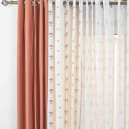 the yellow dwelling Rust Cotton Solid 7.5Ft Semisheer Eyelet 6 Door Curtains-picture-13
