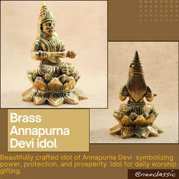 urva craft Brass Annapurna Devi Murti – Traditional South Indian Idol for Pooja Room Decorative Showpiece - 10 cm image 3