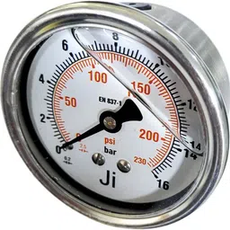 "ji" japsin instrumentation Economical Pressure Gauge, 2.5" Dial, 0 to 16 Bar, Back Entry, SS Body Dial Indicator image 4