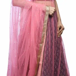 traditions bazaar Net Embellished Pink Women Dupatta image 2