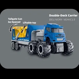yujasv 1:43 Friction Powered Double-Deck Die Cast Transportation Truck Toy image 5
