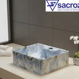 sacroz Ceramic Rectangular Countertop Wash Basin with Single Tap Hole MS-920 Table Top Basin image 2
