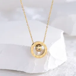 myki Lovely Roman Interlock Pendant For Women & Girls Gold-plated Cubic Zirconia Stainless Steel Pendant image 4