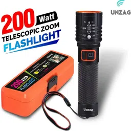 unzag Metal Torch Zoomable Led Metal Torch 5 Modes Flashlight,Gg1 2 hrs Torch Emergency Light image 1