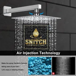 snitch SS-304 Grade, 6x6 Square Over Head Shower With 12-INCH Arm and Wall Flange Fixed Mount image 4