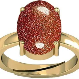 sidharth gems Natural 11.25 Ratti 10.25 Crt Sunstone Sunsitara Ring Panchdhatu Adjustable Ring Brass Gold Plated Ring image 4