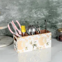 nohunt Wooden Cutlery Stand Holder Countertop Organizer -Spoon Fork Napkin Tissue Paper Wooden Cutlery Set image 2