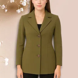 pepzo Women Solid Double Breasted Casual Blazer-picture-24