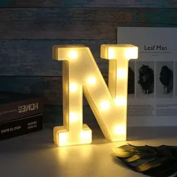 satyam kraft Marquee Alphabet Shaped Light For Home Party Decoration (N) - White , Pack of 1 Night Lamp image 2