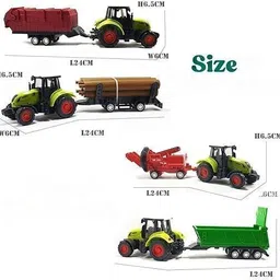 countrylink 4pcs Friction Powered Tractor Cars Push and Go Vehicles Toy Set for Boys & Girls image 2