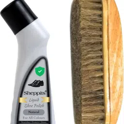 Sheppits Premium Liquid Shoe Polish (Natural) & Wooden Shoe Polish Brush (Brown) Shoe Care Kit-image-26