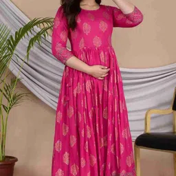gujari Women Fit and Flare Pink Ankle Length Dress-picture-28