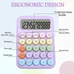 gokich 87542 Colorful Handheld Calculator with Large Display, Big Round Buttons Easy to Press Basic Calculator image 3
