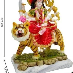 perryn Marble Finish Goddess Maa Durga Devi Idol Statue(MULTICOLOR PACK OF 1) Decorative Showpiece - 8 cm image 3