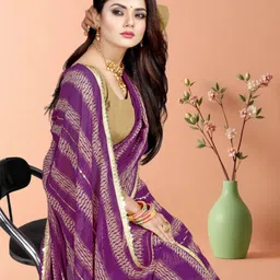 jayu Digital Print, Embroidered, Printed, Striped Bollywood Georgette Saree image 1