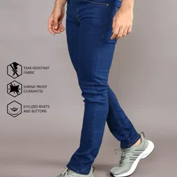 lzard Men Regular Mid Rise Dark Blue Jeans image 3