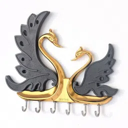 zeetab Metal Swan Key Stand, Antique Handicraft Love Bird Wall Mount Key Hanger Aluminium Key Holder-picture-11