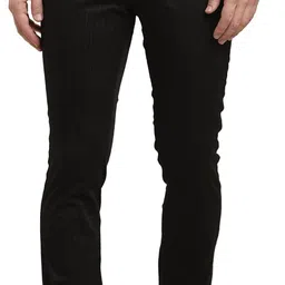 turtle Men Tapered Black Cotton Blend Trousers-picture-11