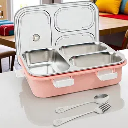 colorbee Thermal Insulated Stainless Steel Lunch Box with 3 Airtight Divisions 3 Containers Lunch Box-picture-20
