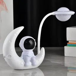 dhnashika Space Moon LED Desk Lamp | Astronaut USB Charging Night Light for Kids White Table Lamp-picture-11